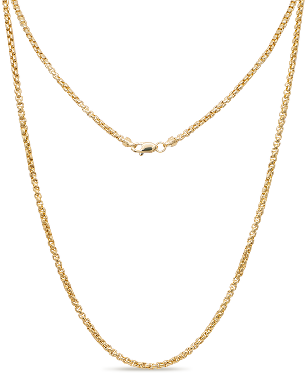 DEVATA Round Box Chain Necklace 14K Gold