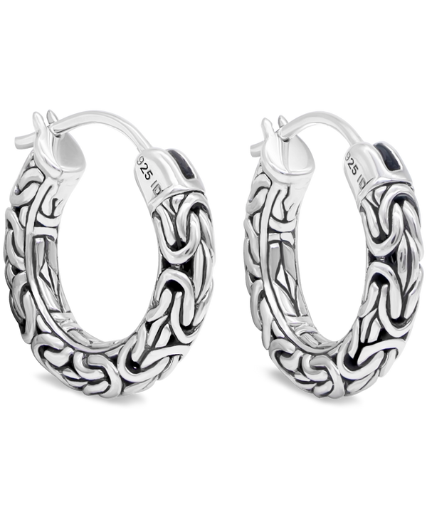 DEVATA Bali Borobudur Sterling Silver Hoop Earrings