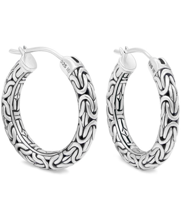 DEVATA Bali Borobudur Sterling Silver Hoop Earrings