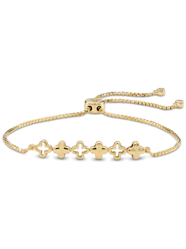 DEVATA Clover Box Chain Slider Bolo Bracelet