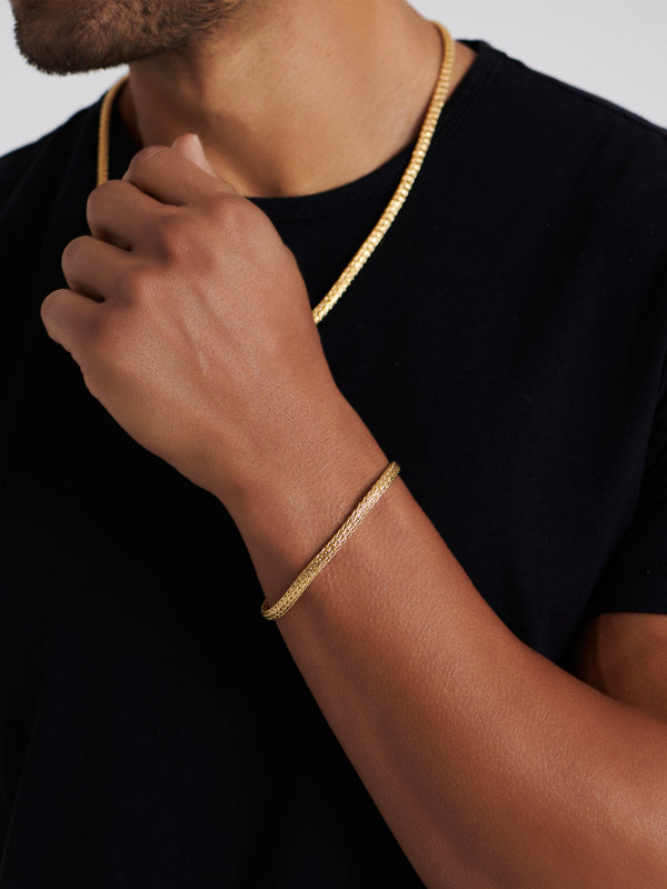DEVATA Bali Dragon Bone Chain Bracelet Gold Plated Sterling Silver