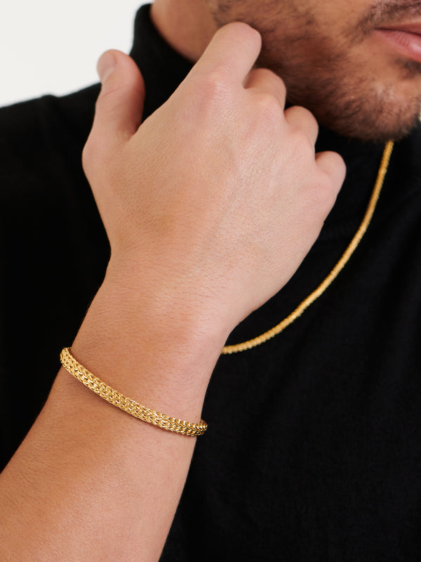 DEVATA Bali Dragon Bone Chain Bracelet Gold Plated Sterling Silver