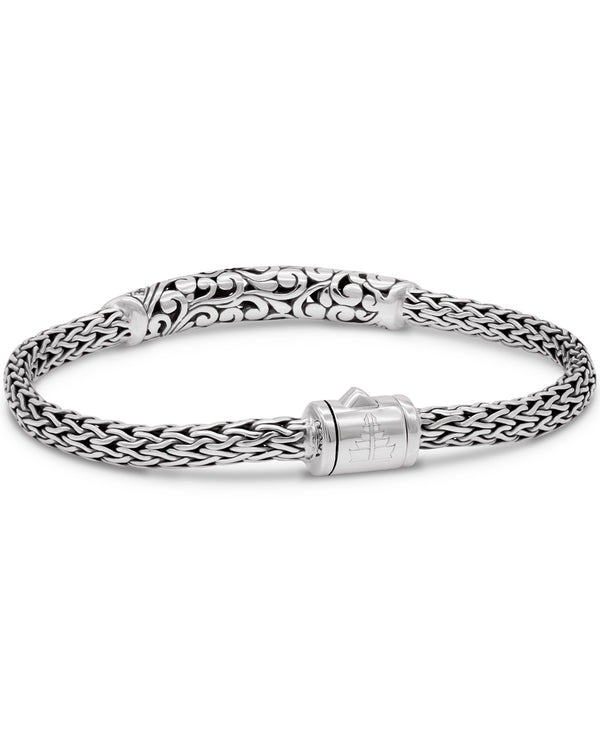 DEVATA Bali Sterling Silver Black Spinel Cuff Bracelet