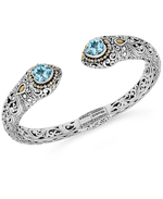 DEVATA Bali Gold Accent Sterling Silver Blue Topaz Cuff Bracelet