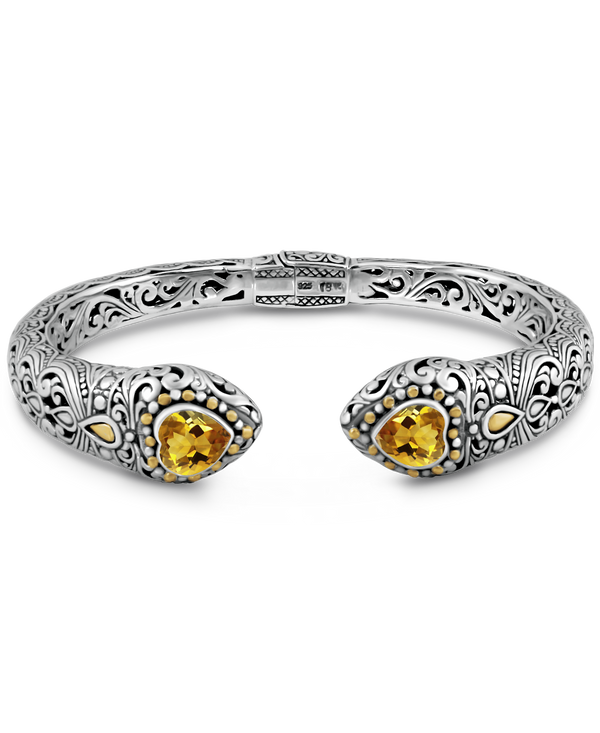 DEVATA Bali Gold Accent Sterling Silver Citrine Cuff Bracelet