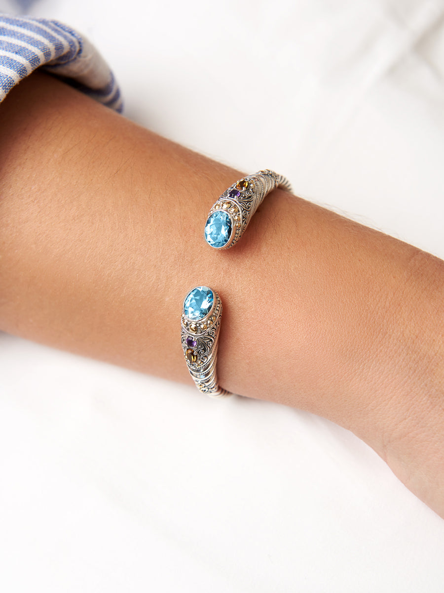 Sterling Silver 925 & shops Blue Topaz Balinese Bracelet