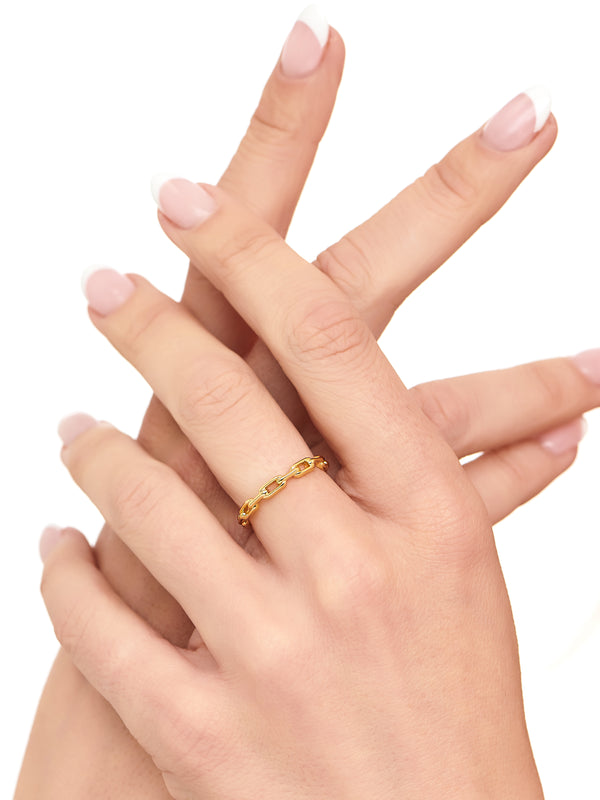 DEVATA Cable Link Ring Gold Plated Sterling Silver