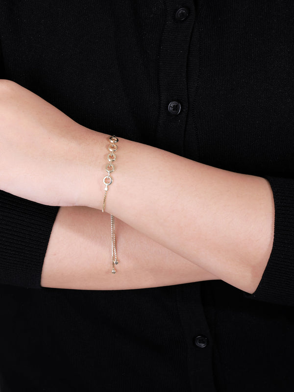 DEVATA Gold Cable Link Box Chain Slider Bolo Bracelet