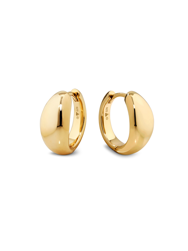 Gold Plated Sterling Silver Dome Hoop Earrings