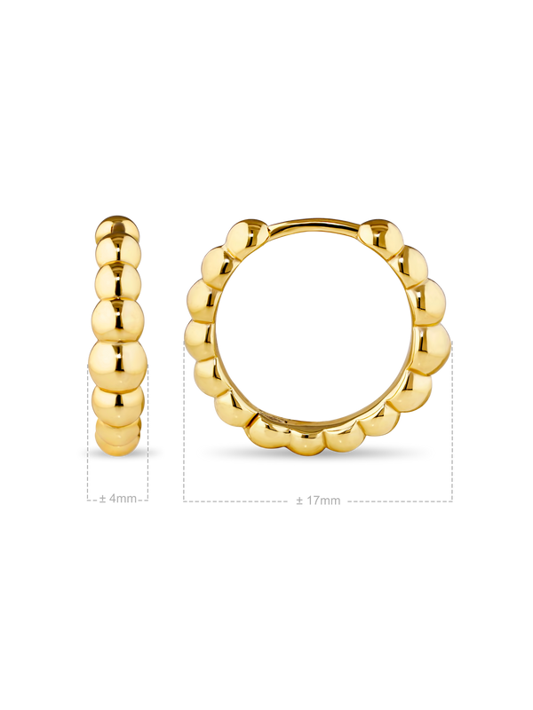 Beaded Ball Hoop Earrings in Gold Plated Sterling Silver