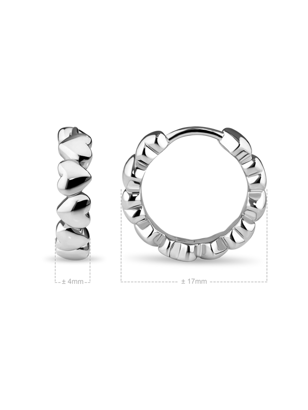 Sweet Heart Hoop Earrings in Rhodium Plated Sterling Silver