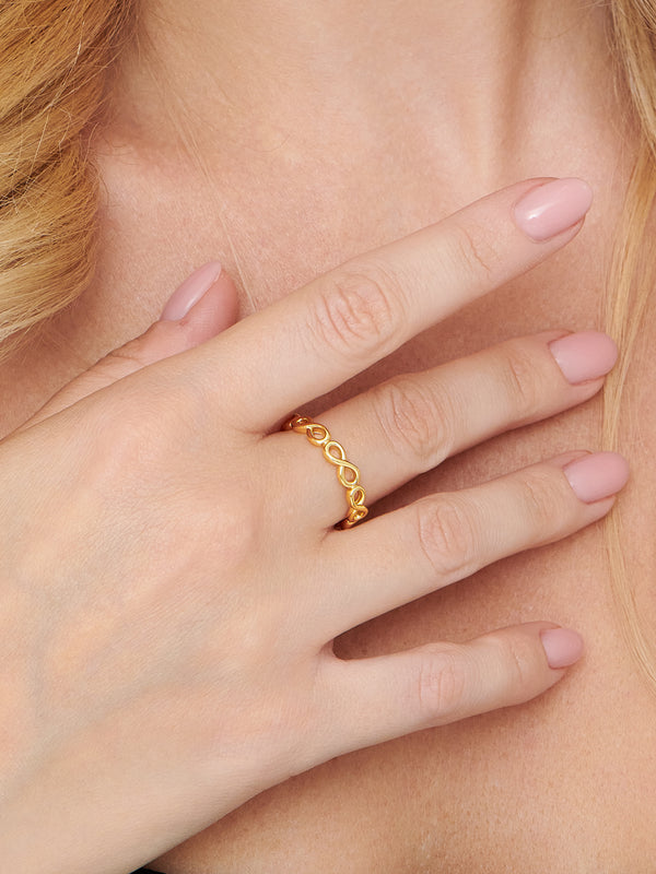 Infinity Eternity Ring in Gold Plated Sterling Silver
