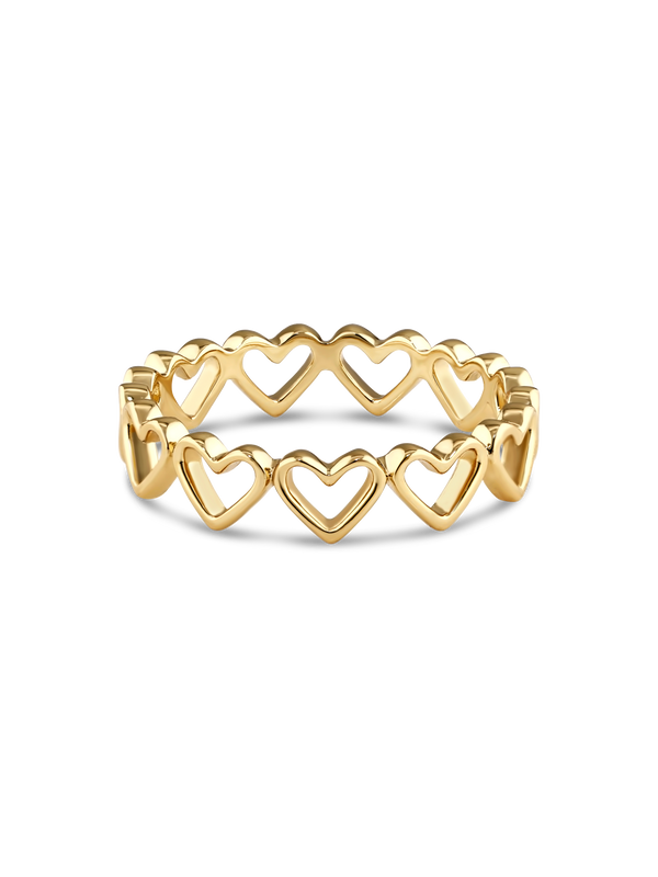 Open Heart Eternity Ring in Gold Plated Sterling Silver