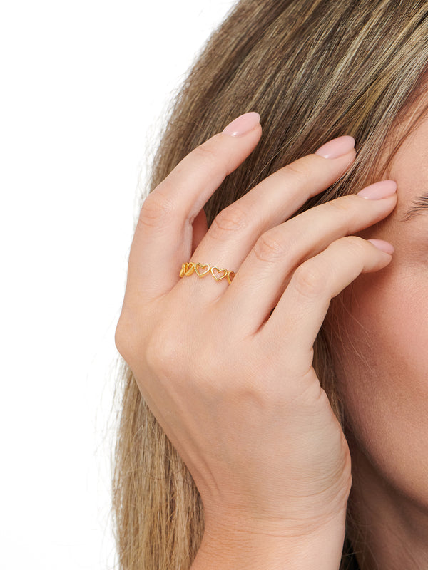 Open Heart Eternity Ring in Gold Plated Sterling Silver