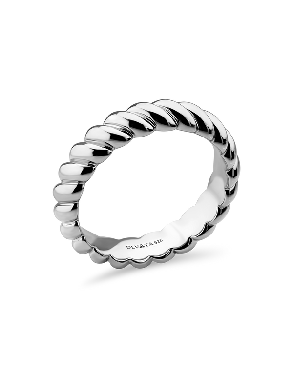 Rope Band Ring in Rhodium Plated Sterling Silver