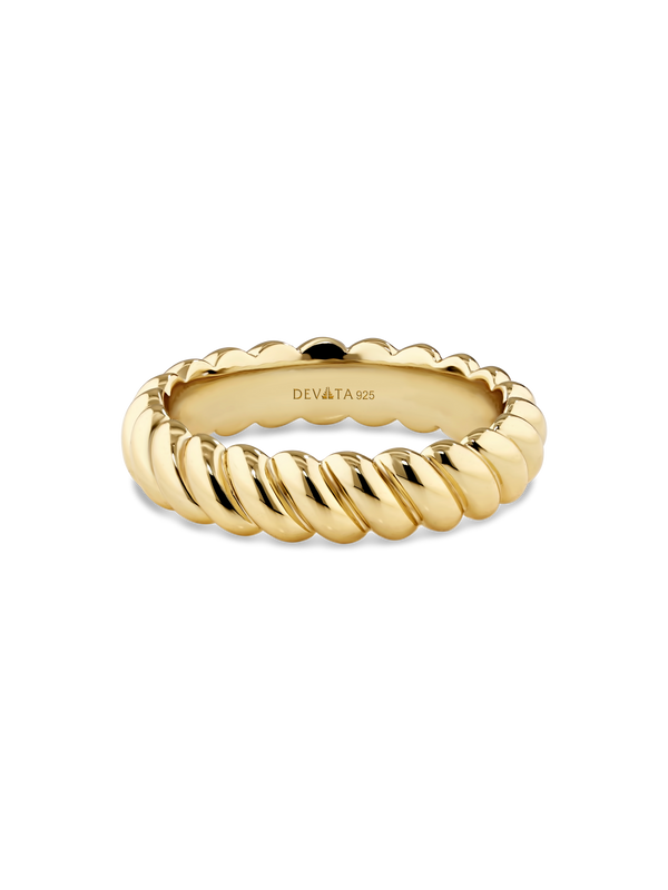 Rope Band Ring in Gold Plated Sterling Silver