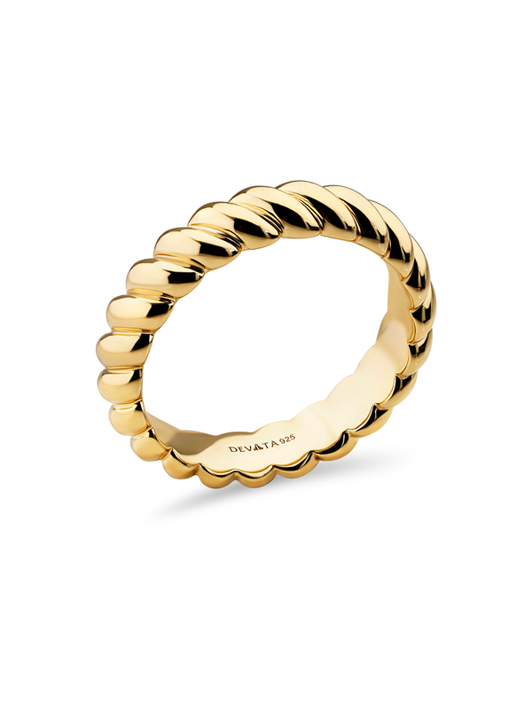 Rope Band Ring in Gold Plated Sterling Silver