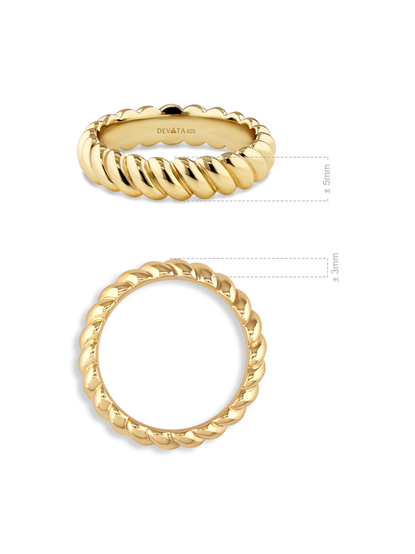Rope Band Ring in Gold Plated Sterling Silver