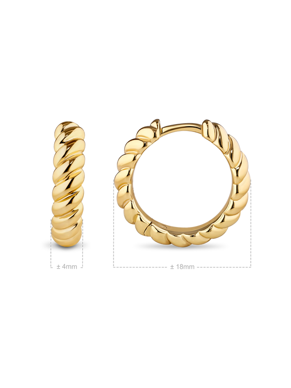 Rope Hoop Earrings in Gold Plated Sterling Silver