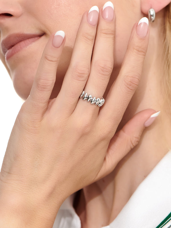 DEVATA Teardrop Eternity Band Ring Rhodium Plated Sterling Silver