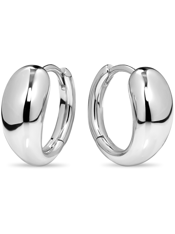 DEVATA Teardrop Hoop Earrings Rhodium Plated Sterling Silver