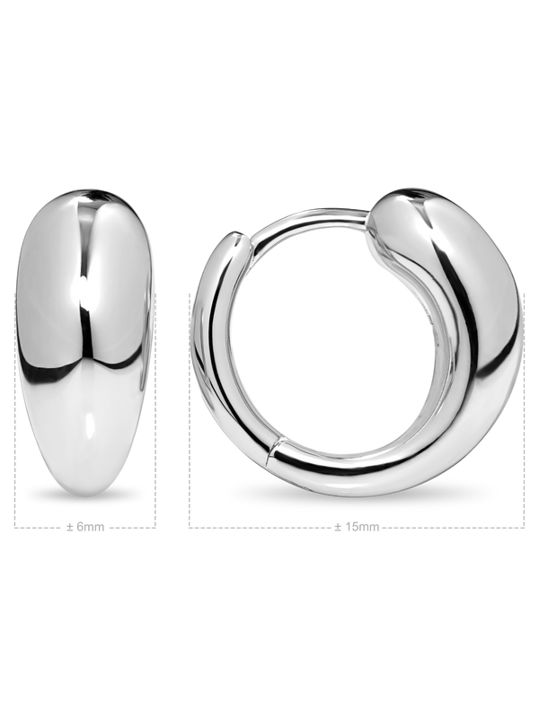 DEVATA Teardrop Hoop Earrings Rhodium Plated Sterling Silver