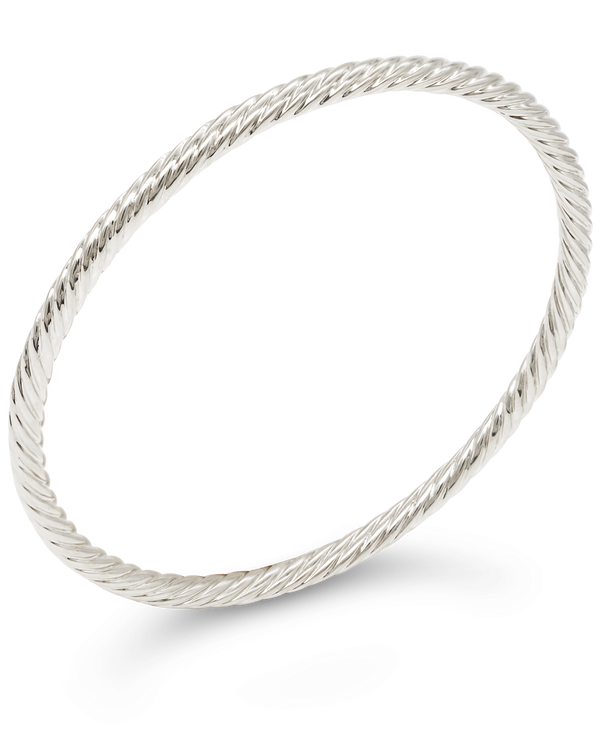 DEVATA Bali Twisted Cable Sterling Silver Bangle Bracelet