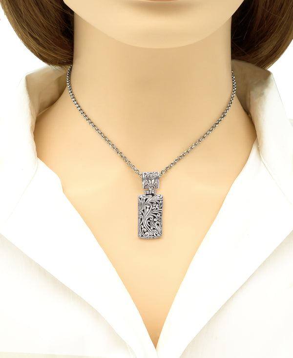 DEVATA Bali Filigree Sterling Silver Pendant Rollo Chain Necklace