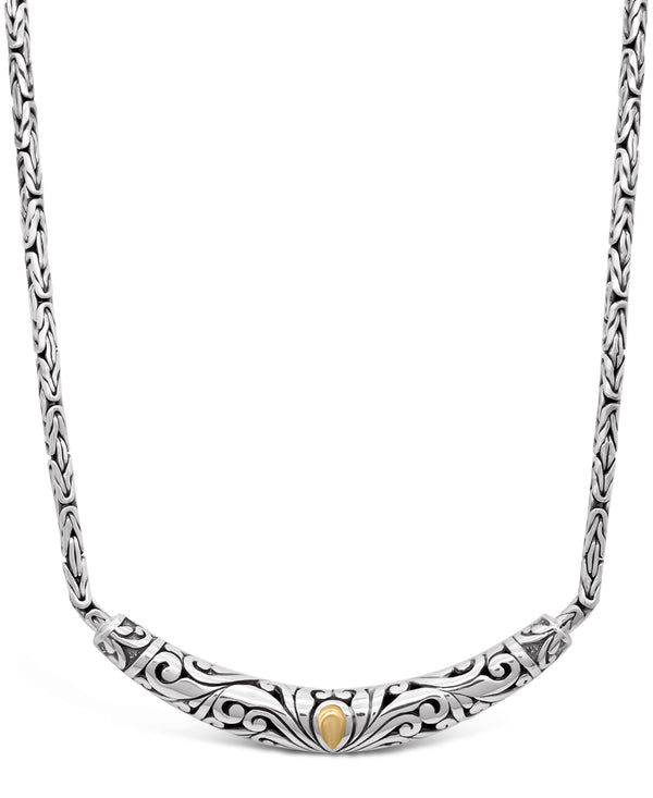 DEVATA Bali Jewelry  Sterling Silver with 18K Gold Accents Bali Filigree Chain Necklace