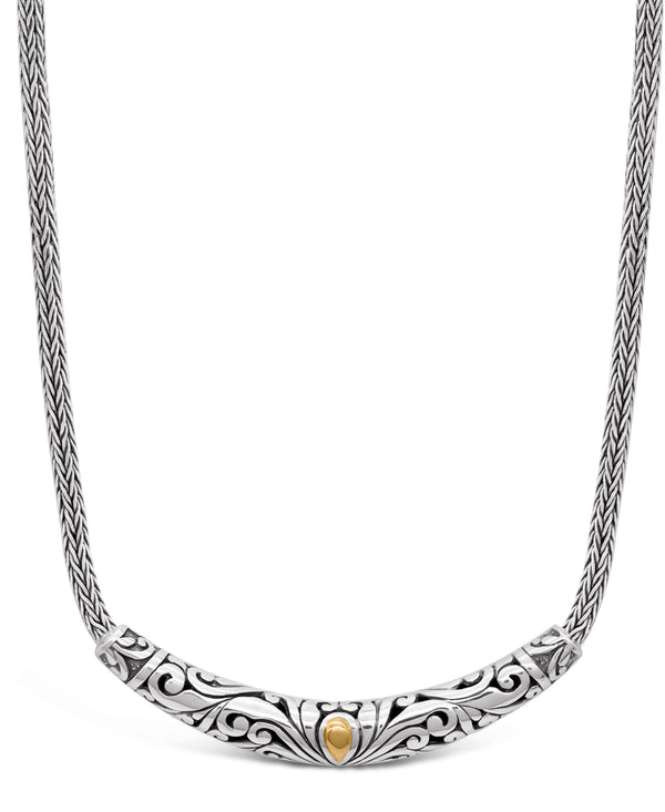DEVATA Bali Jewelry  Sterling Silver with 18K Gold Accents Bali Filigree Chain Necklace