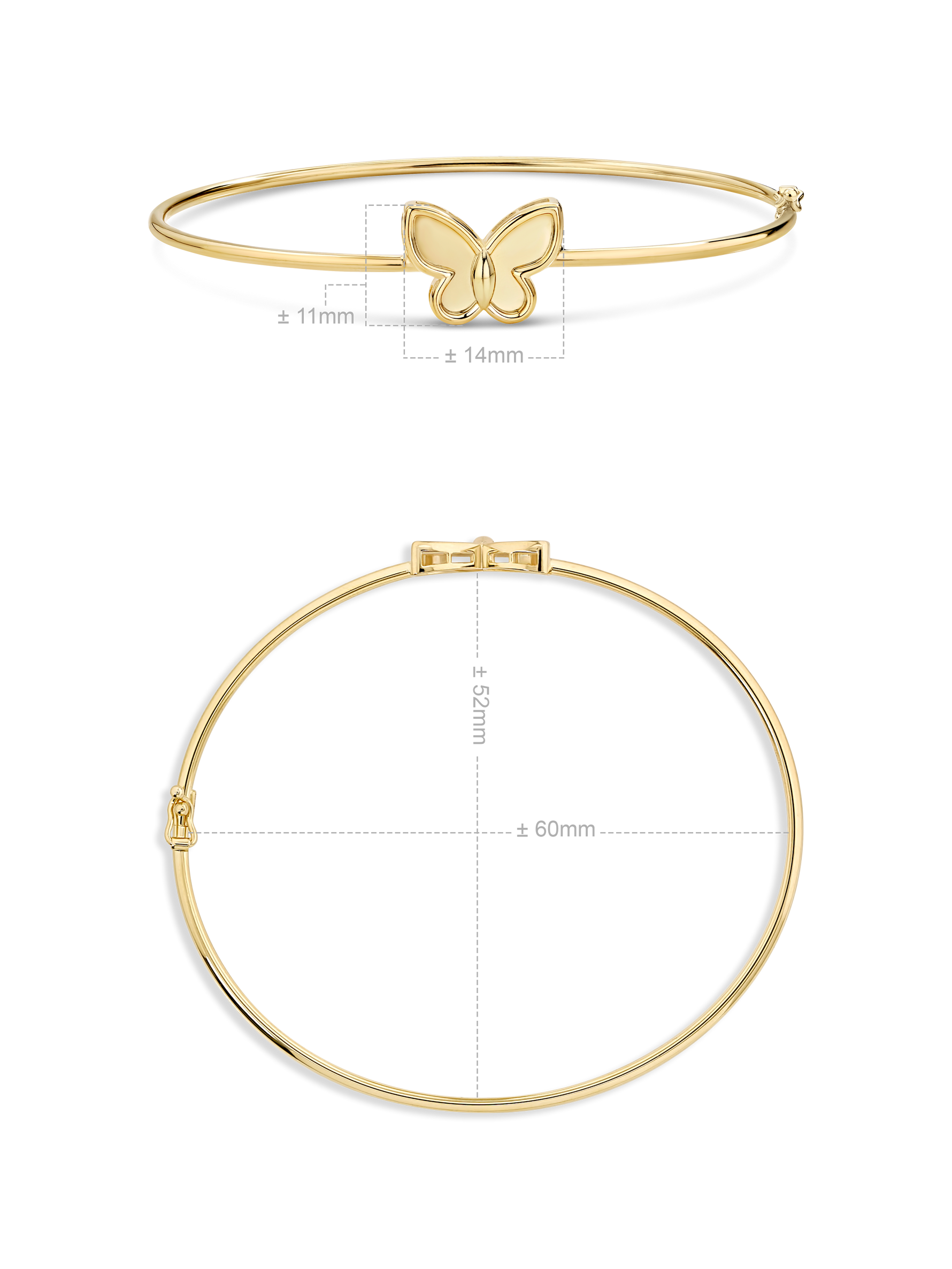 Devata Butterfly Bangle Bracelet in 14K Gold