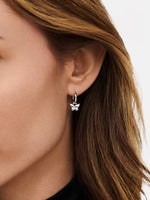 Butterfly Huggie Hoop Earrings in Rhodium Plated Sterling Silver