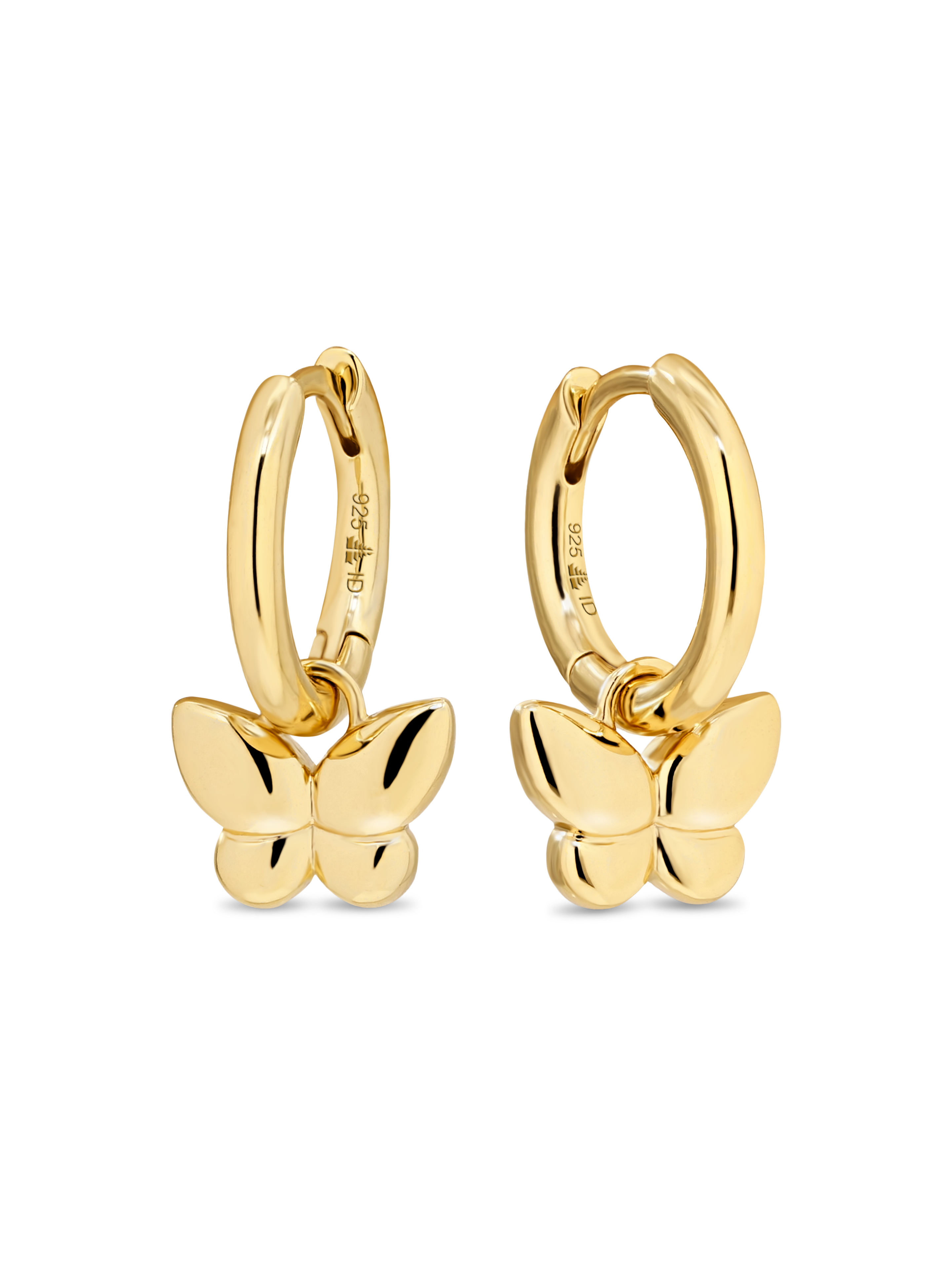 Butterfly Huggie Hoop Earrings in Gold Plated Sterling Silver