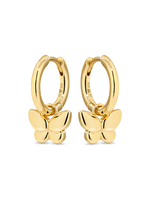 Butterfly Huggie Hoop Earrings in Gold Plated Sterling Silver