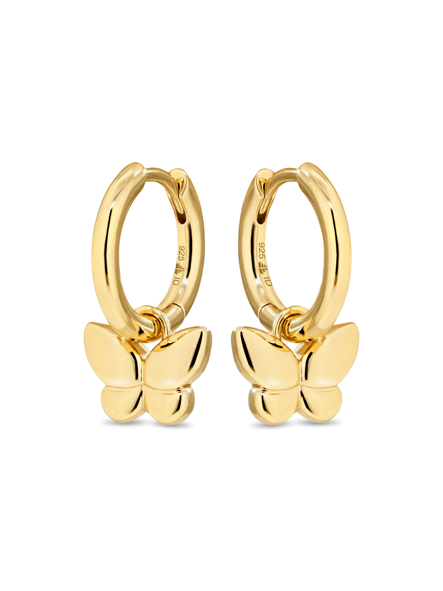 Butterfly Huggie Hoop Earrings in Gold Plated Sterling Silver