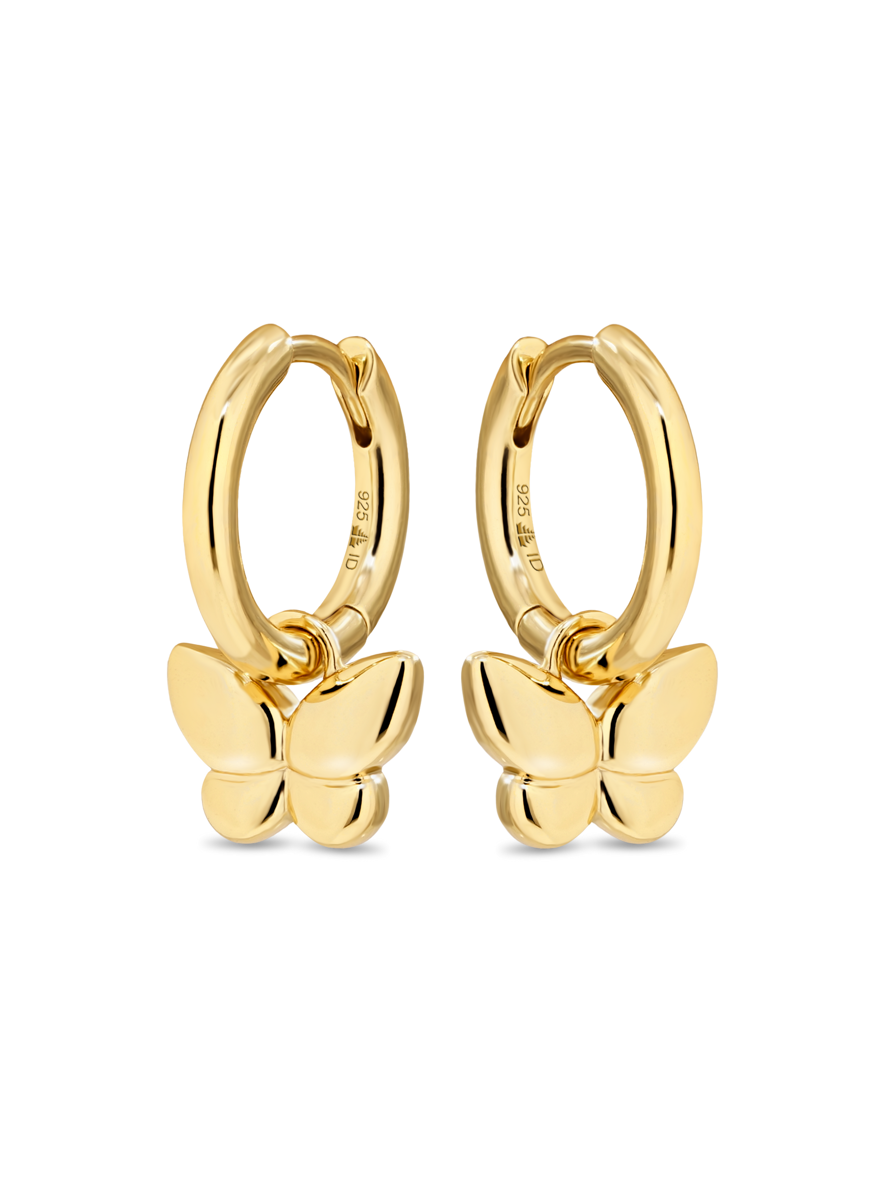 Butterfly Huggie Hoop Earrings in Gold Plated Sterling Silver