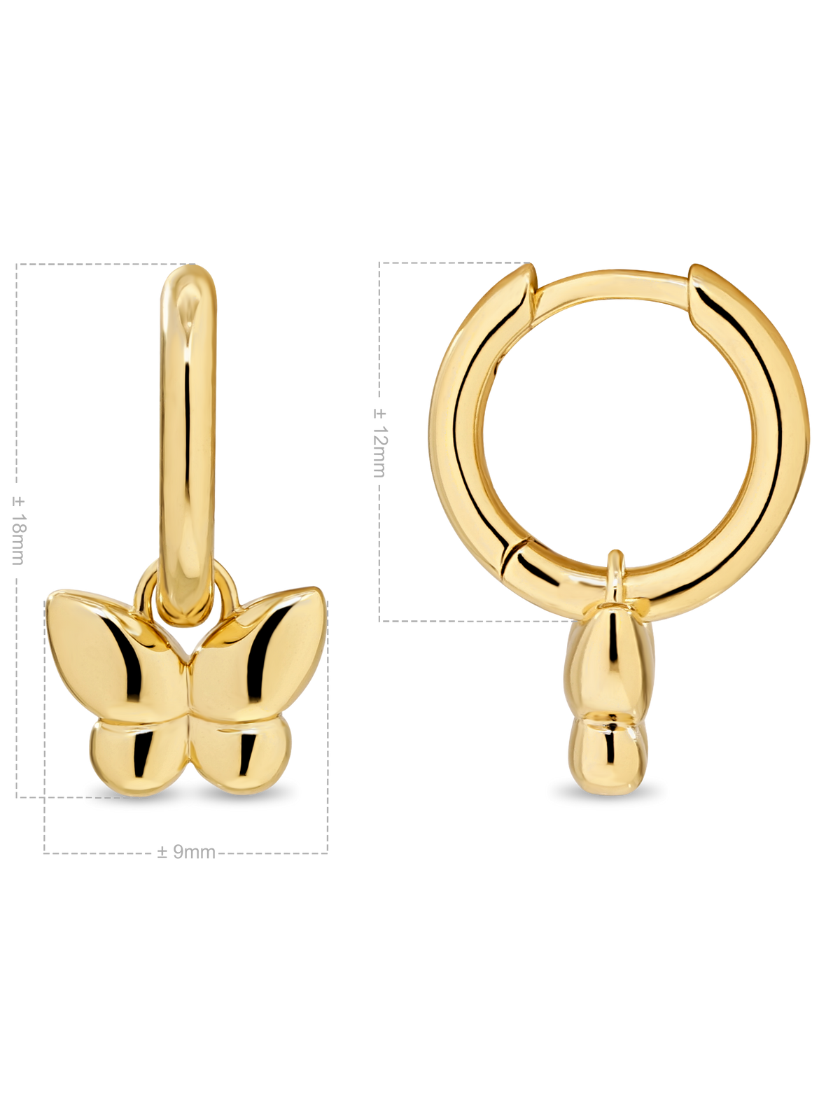 Butterfly Huggie Hoop Earrings in Gold Plated Sterling Silver