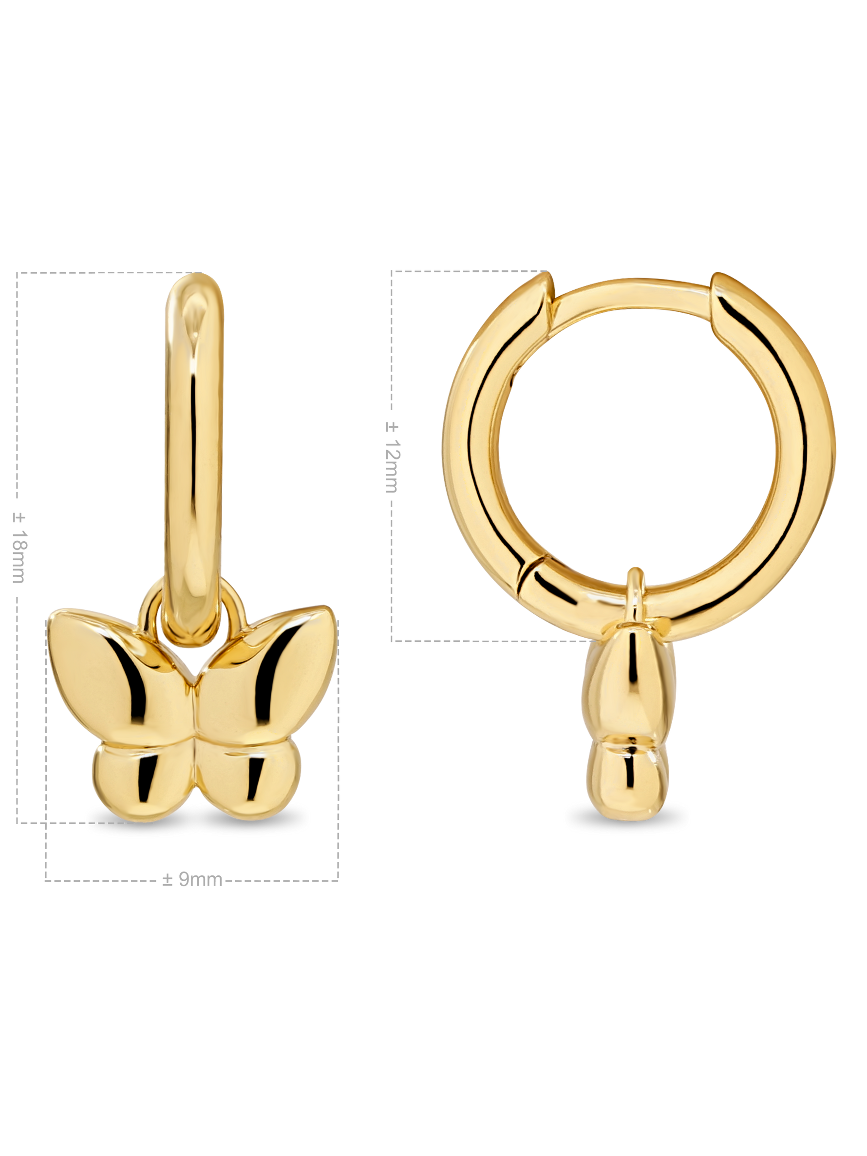 Butterfly Huggie Hoop Earrings in Gold Plated Sterling Silver