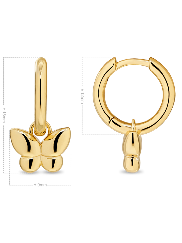 Butterfly Huggie Hoop Earrings in Gold Plated Sterling Silver