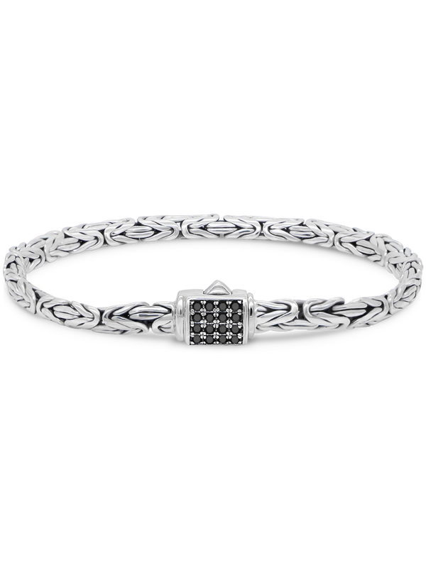 DEVATA Bali Sterling Silver Black Spinel Borobudur Chain Bracelet