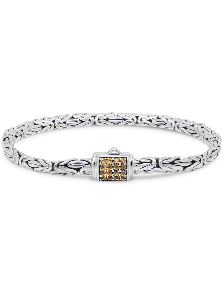DEVATA Bali Sterling Silver Citrine Borobudur Chain Bracelet