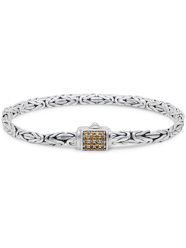 DEVATA Bali Sterling Silver Citrine Borobudur Chain Bracelet