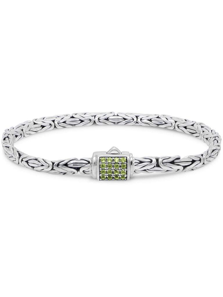 DEVATA Bali Sterling Silver Peridot Borobudur Chain Bracelet