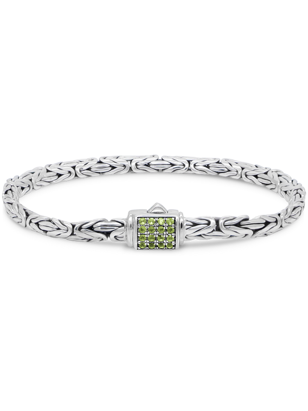 DEVATA Bali Sterling Silver Peridot Borobudur Chain Bracelet
