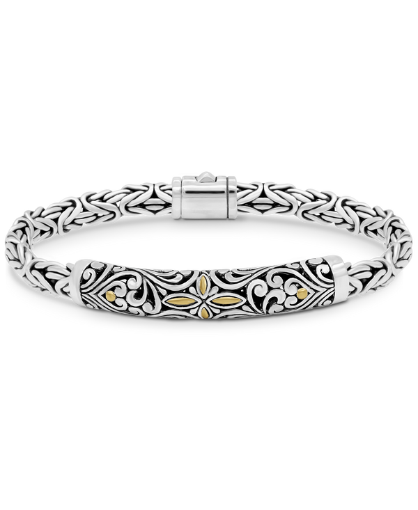 DEVATA Bali Gold Accent Borobudur Chain Sterling Silver Bracelet 