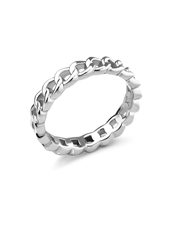 Rhodium Plated Sterling Silver Curb Link Ring