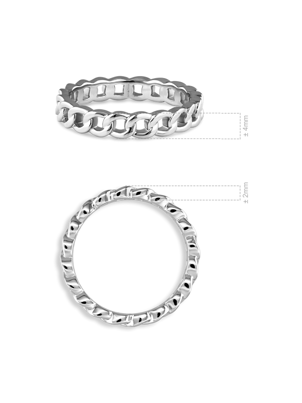 Rhodium Plated Sterling Silver Curb Link Ring