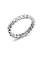 DEVATA Cuban Link Ring in Rhodium Plated Sterling Silver