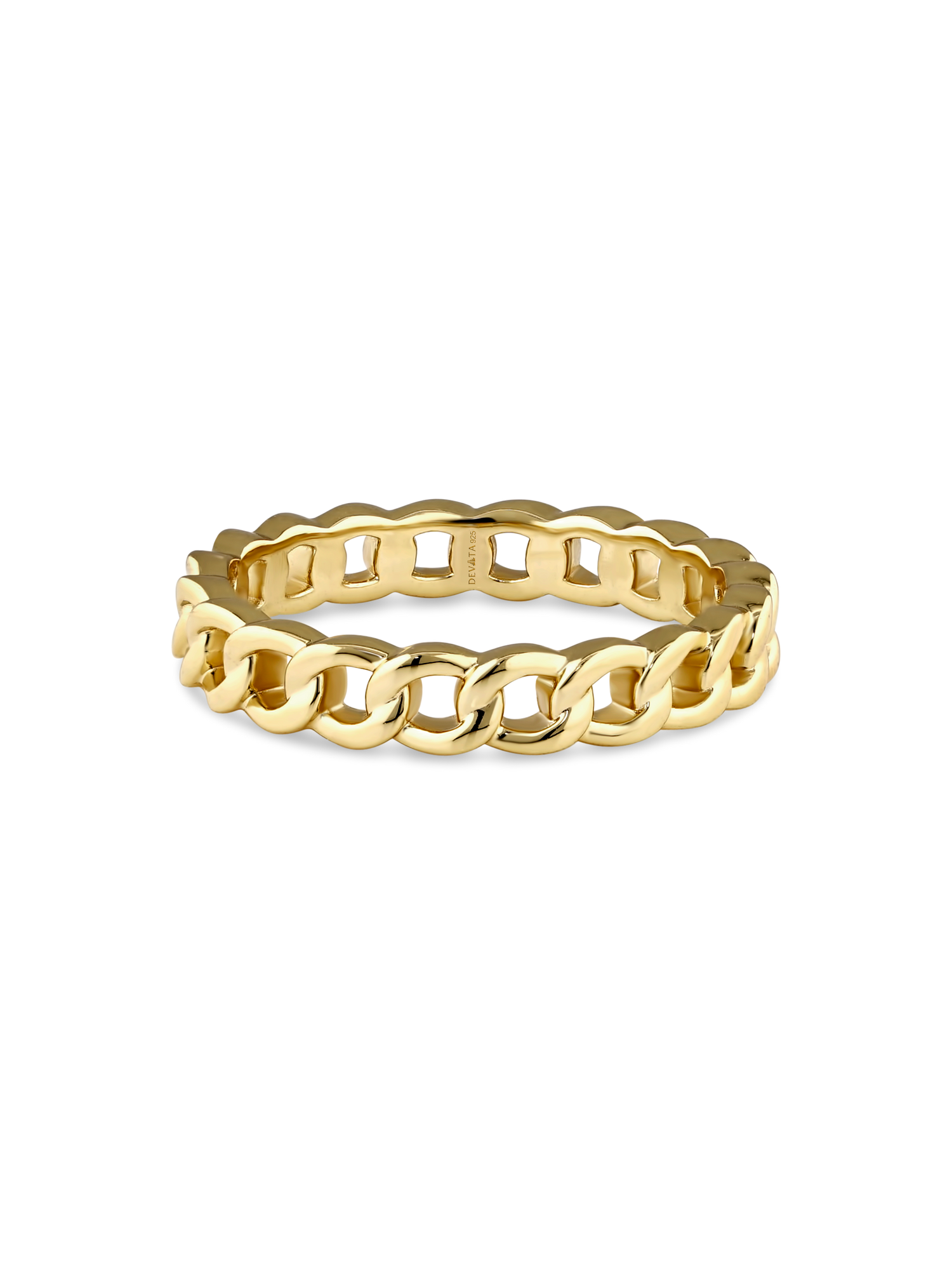 DEVATA Curb Link Ring in Gold Plated Sterling Silver