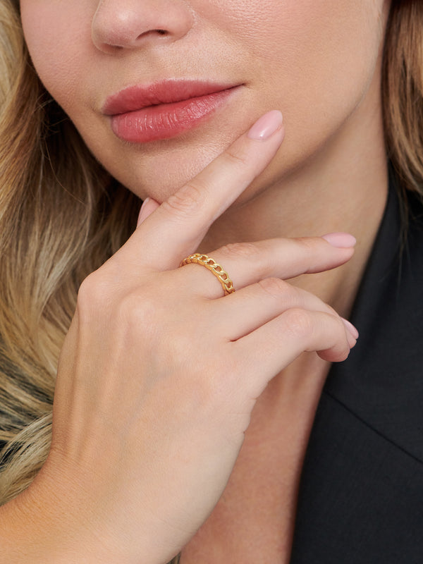 Gold Plated Sterling Silver Curb Link Ring